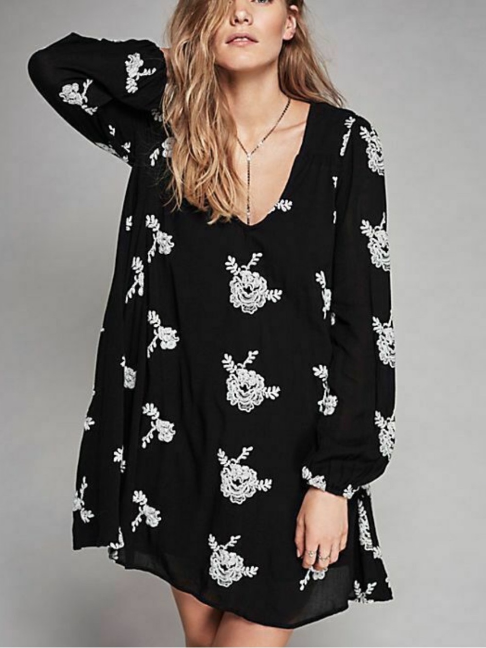 333. FREE PEOPLE EMMA EMBROIDERED TUNIC DRESS